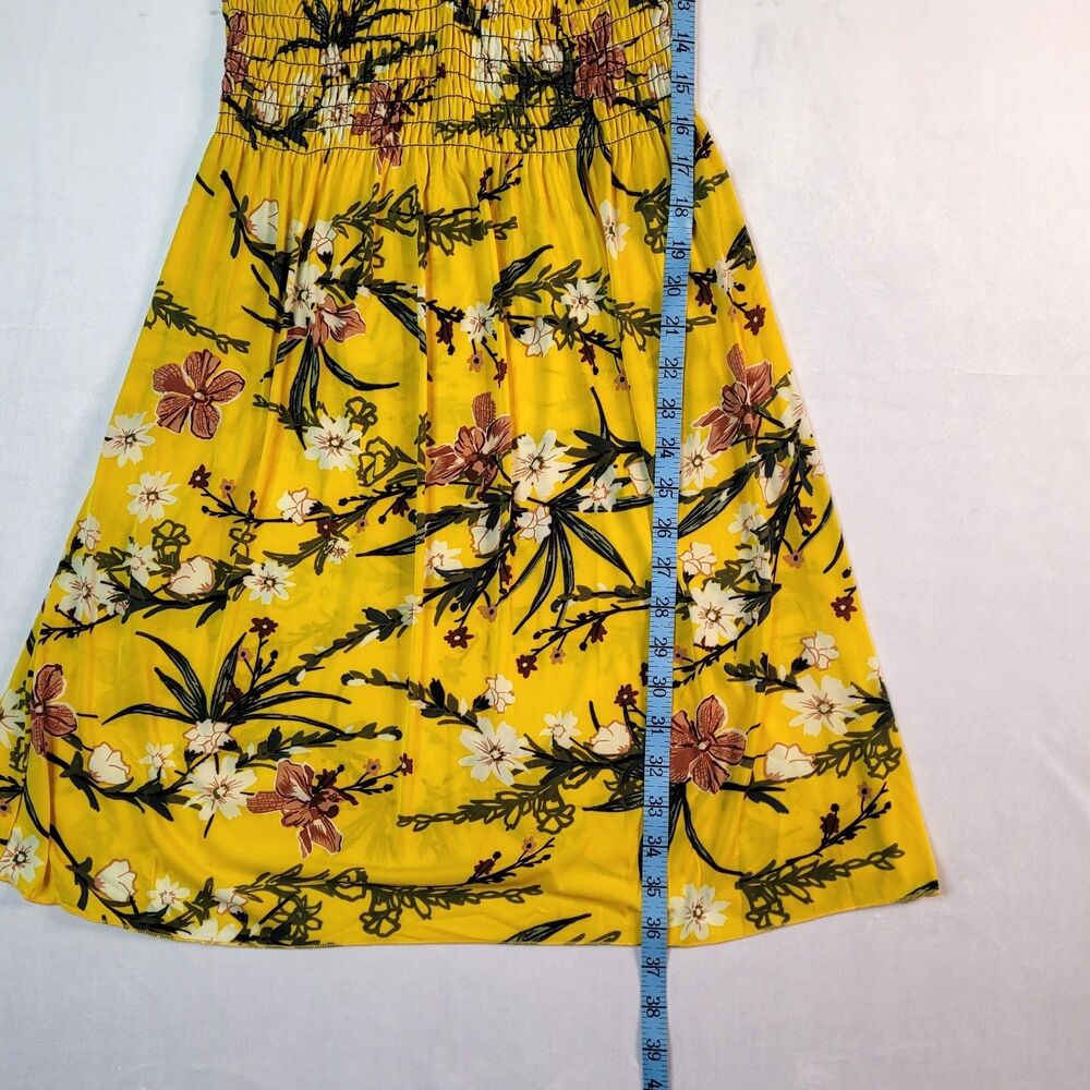 GM Yellow Tropical Floral Smocked Flutter Sleeve Dress L/XL NWT - Picture 8 of 8